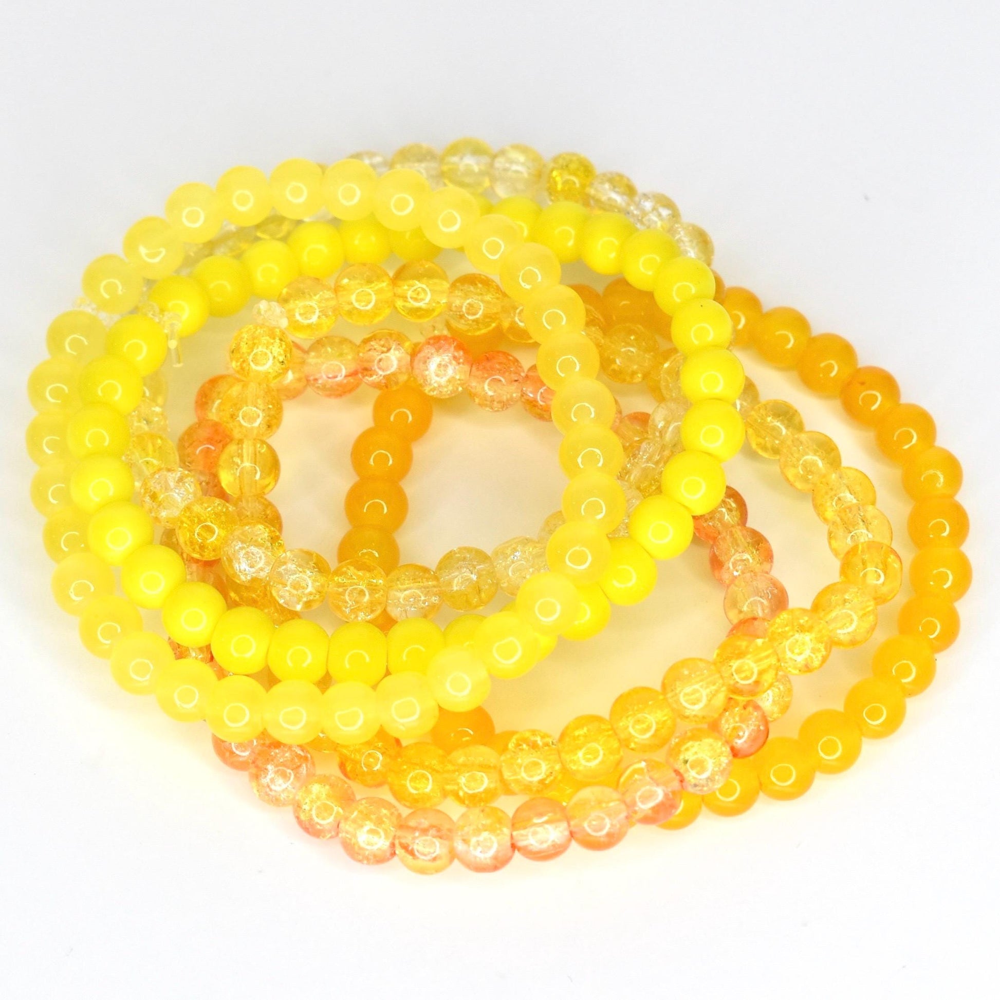 Yellow Beaded Stretch Bracelet | Minimalist Bead Stacking Bracelet