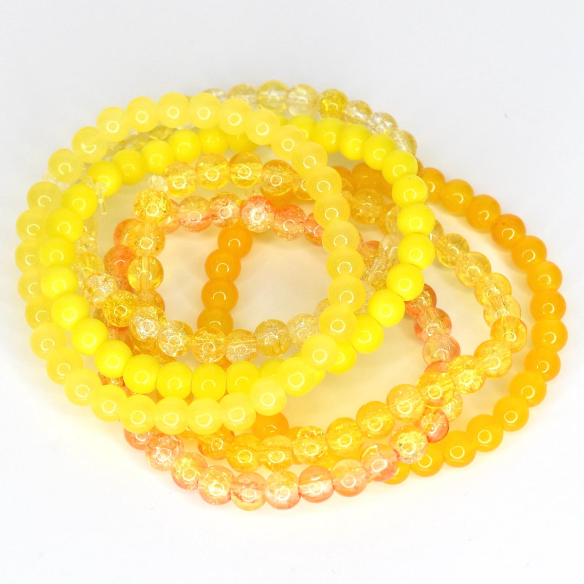 Yellow Beaded Stretch Bracelet | Minimalist Bead Stacking Bracelet