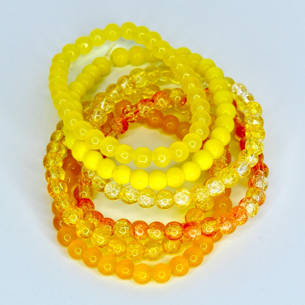 Yellow Beaded Stretch Bracelet | Minimalist Bead Stacking Bracelet