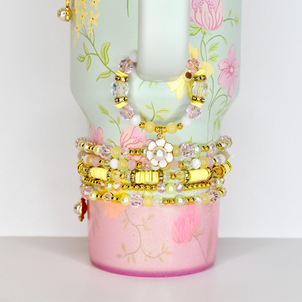 Pastel Spring Blossom Tumbler Handle Bracelet