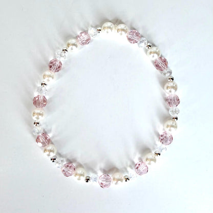 Pink and Silver Bracelet Collection with Silver Bow Charm