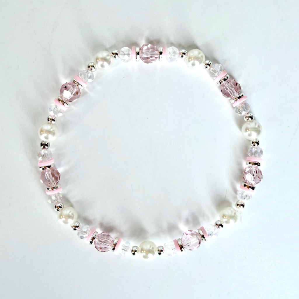 Pink and Silver Bracelet Collection with Silver Bow Charm
