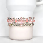 Tea Rose Tile Bracelet Collection: Peach Pink and Silver Beaded Bracelets