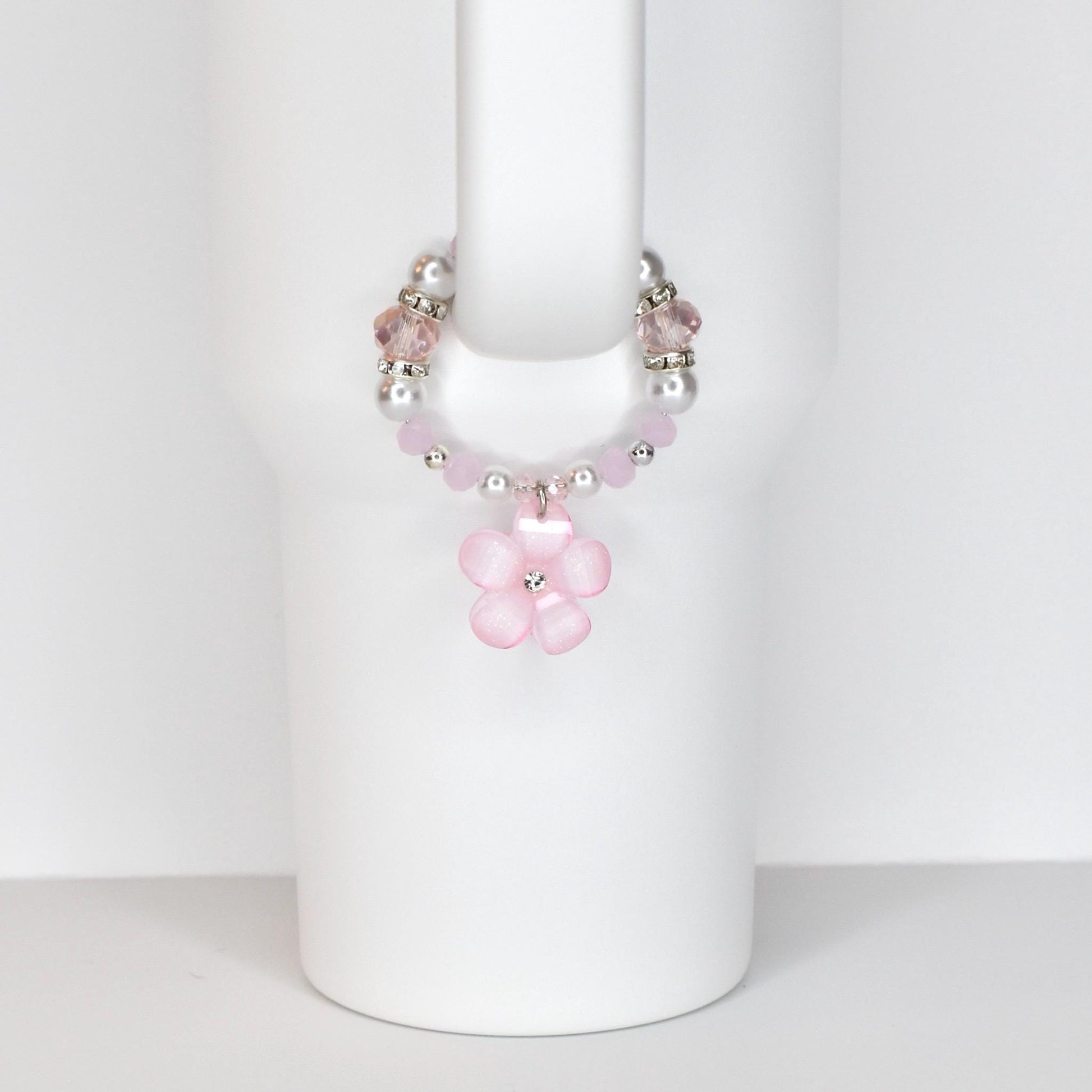 Flower Charm Tumbler Handle Bracelet in Pink Yellow and Green