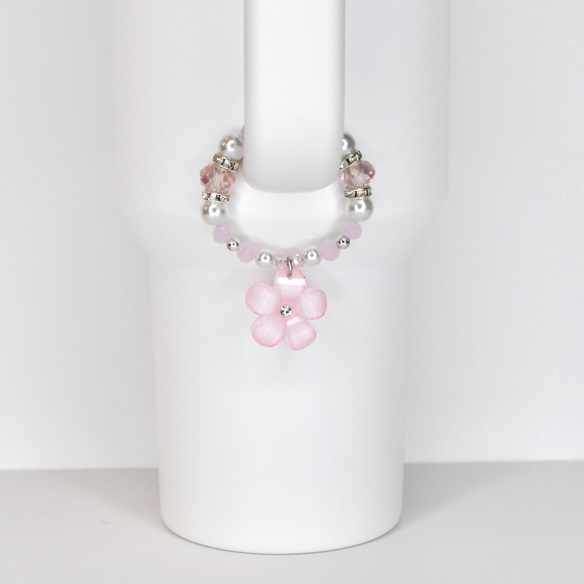 Flower Charm Tumbler Handle Bracelet in Pink Yellow and Green