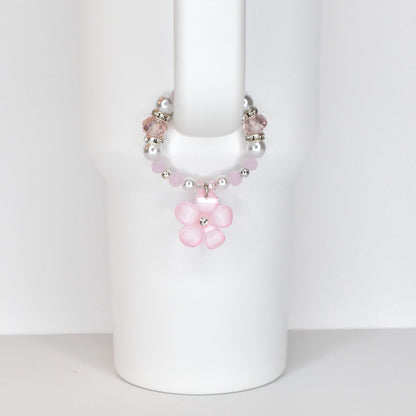 Flower Charm Tumbler Handle Bracelet in Pink Yellow and Green