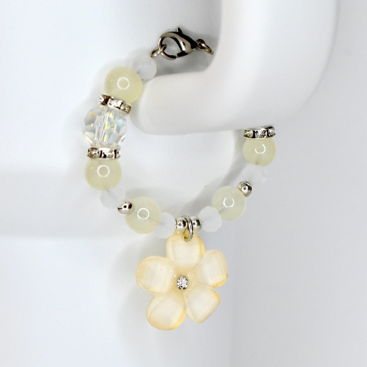 Flower Charm Tumbler Handle Bracelet in Pink Yellow and Green
