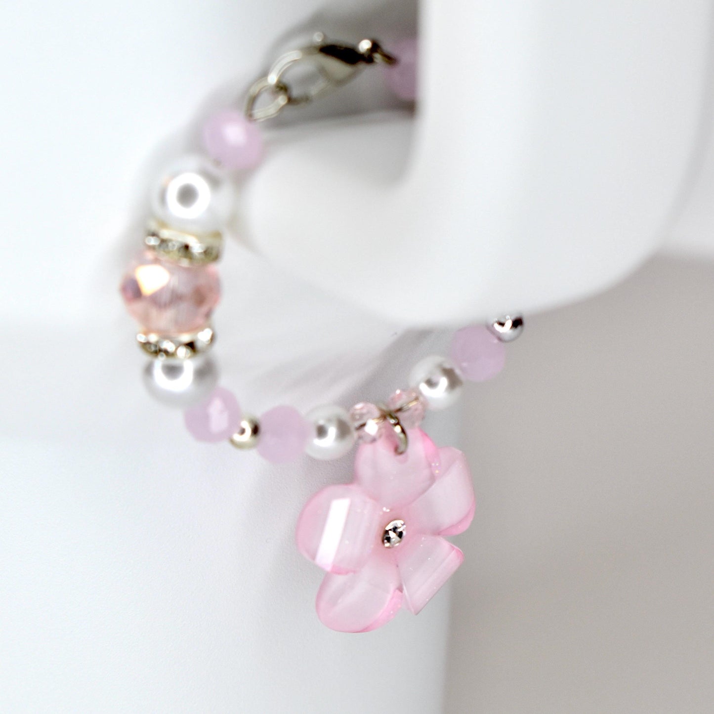 Flower Charm Tumbler Handle Bracelet in Pink Yellow and Green