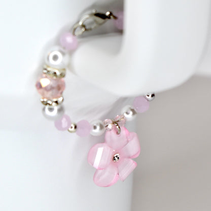 Flower Charm Tumbler Handle Bracelet in Pink Yellow and Green