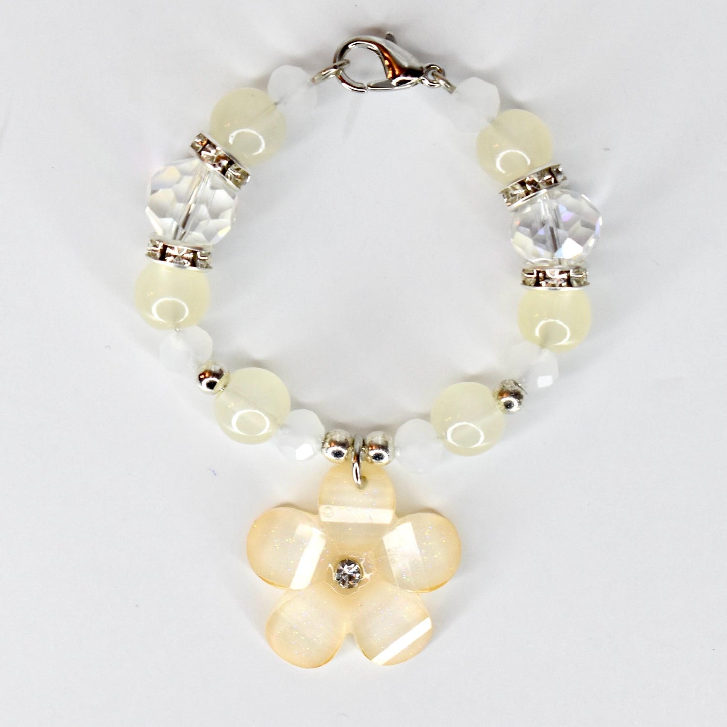 Flower Charm Tumbler Handle Bracelet in Pink Yellow and Green