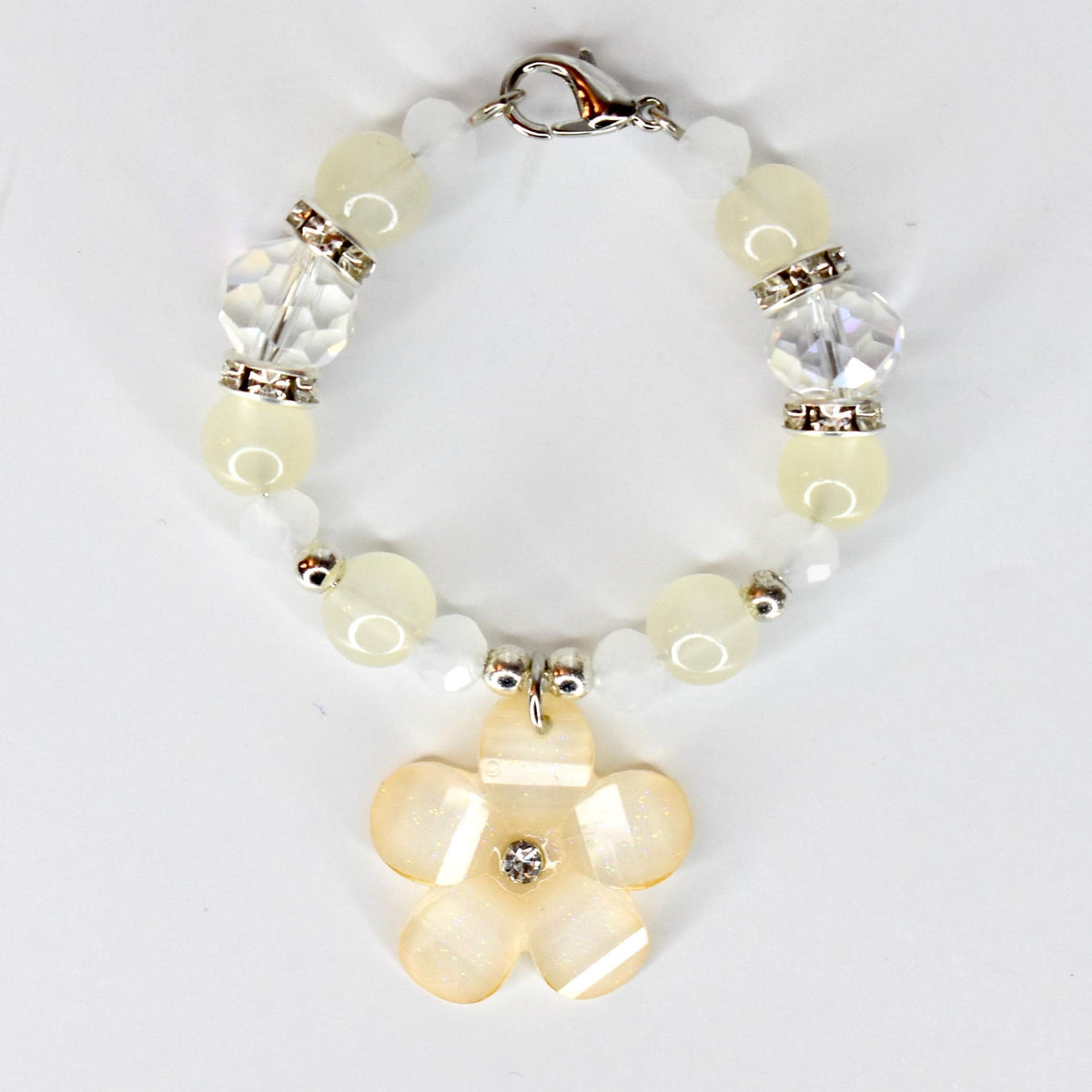 Flower Charm Tumbler Handle Bracelet in Pink Yellow and Green