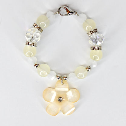 Flower Charm Tumbler Handle Bracelet in Pink Yellow and Green