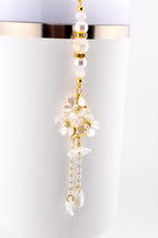 Floral Pearl Tumbler Straw Charm with Gold Accents