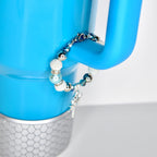Turquoise Tumbler Handle Charm Bracelet with Silver Sparkling Accent Beads
