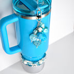 Turquoise Tumbler Straw Charm with Sparkling Accent Beads