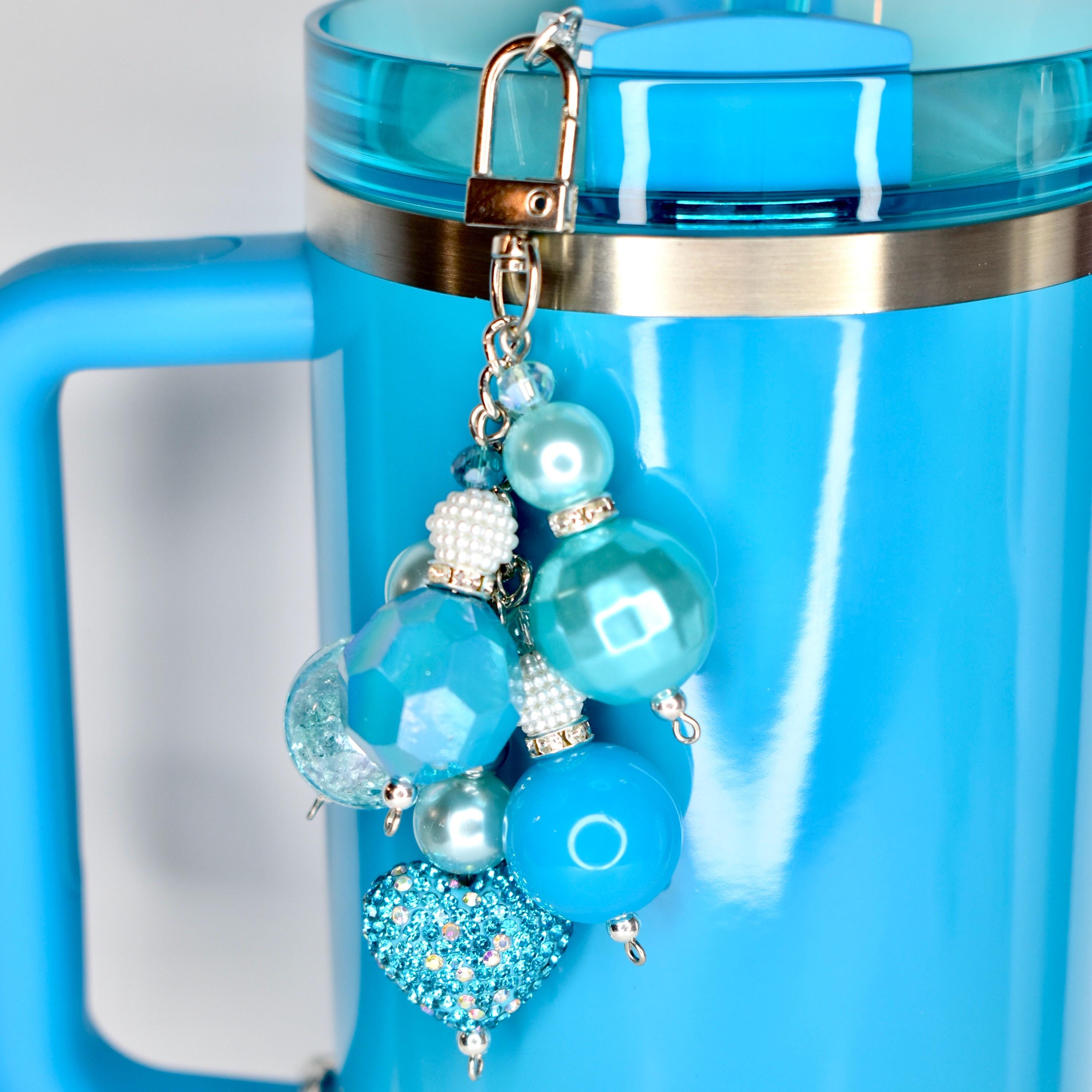 Turquoise Tumbler Straw Charm with Sparkling Accent Beads