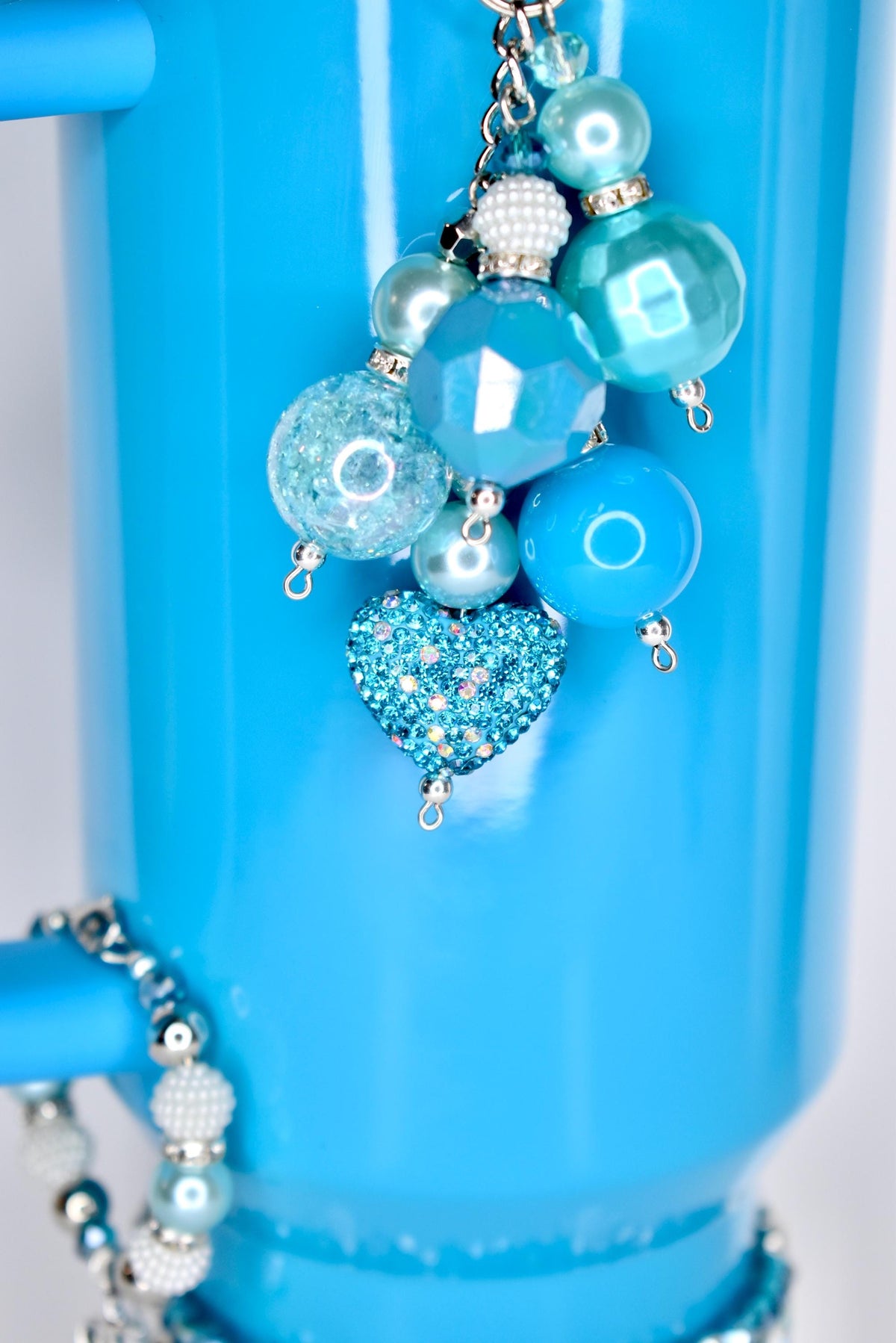 Turquoise Tumbler Straw Charm with Sparkling Accent Beads