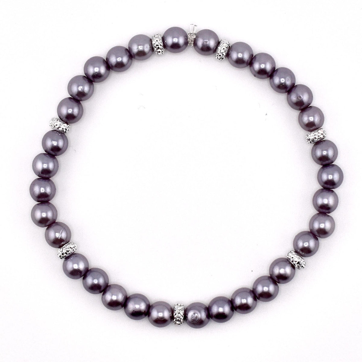 Simple Sparkle Pearl Bracelet | Faux Pearl Beaded Bracelet with Silver Spacers