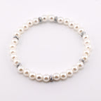 Simple Sparkle Pearl Bracelet | Faux Pearl Beaded Bracelet with Silver Spacers