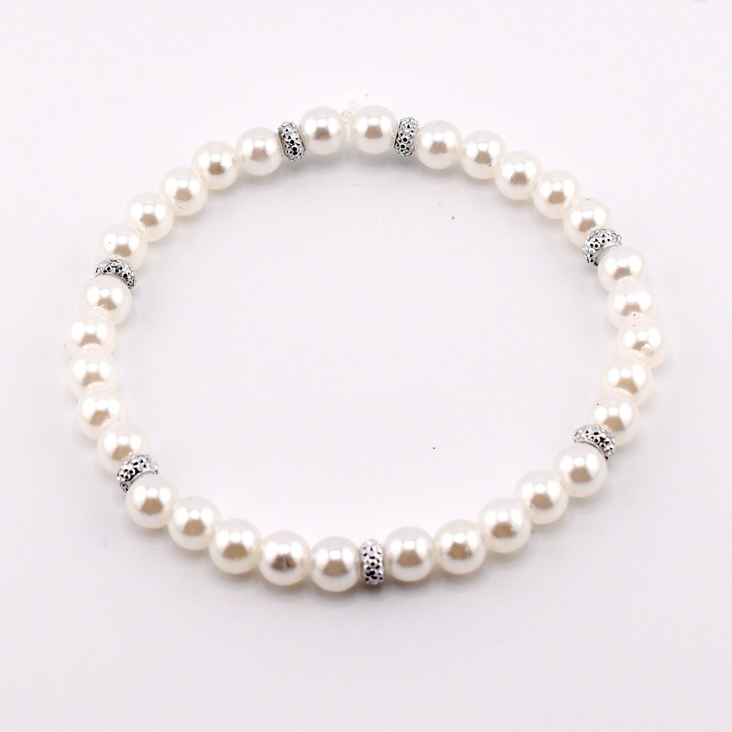 Simple Faux Pearl Beaded Bracelets with Sparkly Spacer Beads