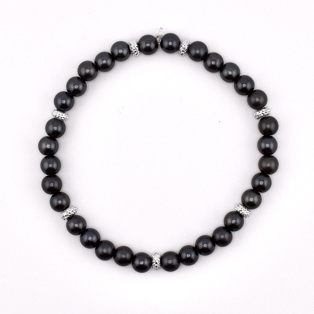Simple Sparkle Pearl Bracelet | Faux Pearl Beaded Bracelet with Silver Spacers