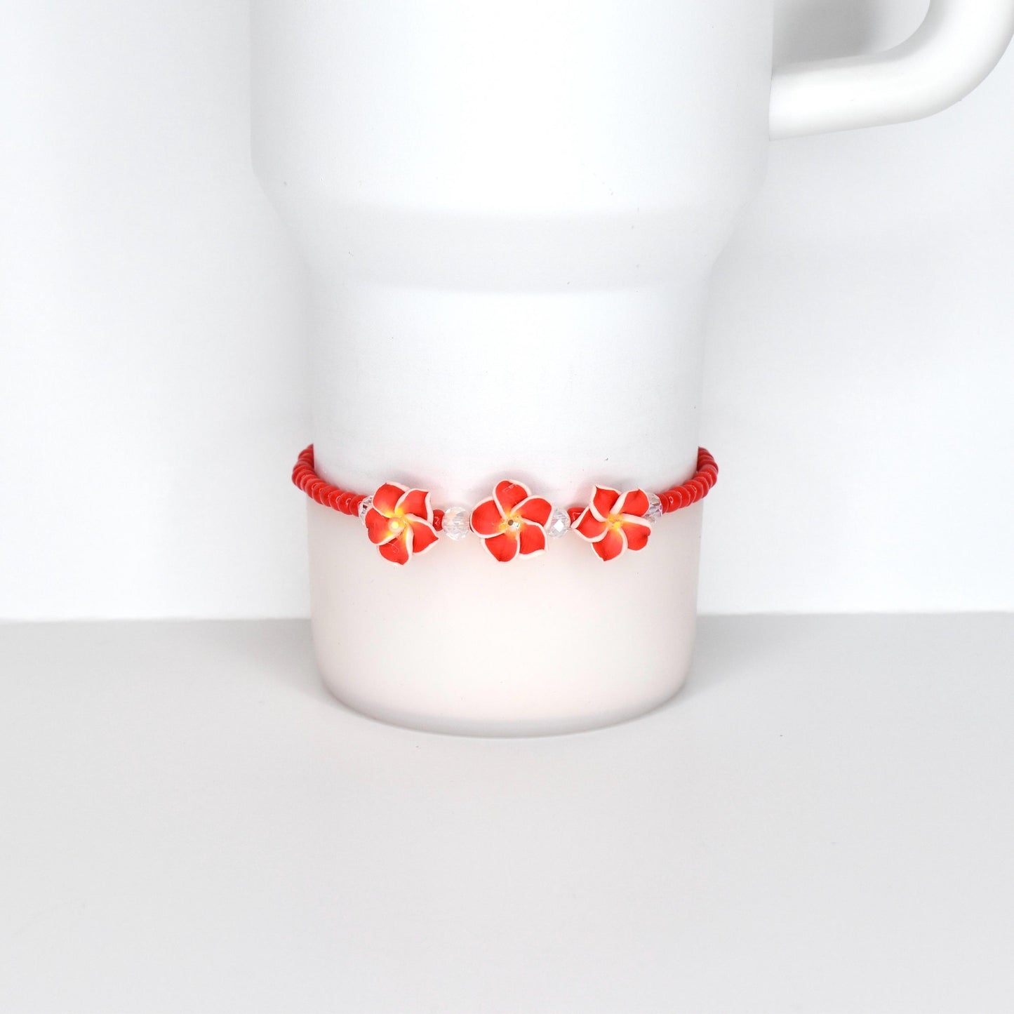 Plumeria Flower Bracelet Collection - Colorful Beaded Bracelets with Clay Flower Beads