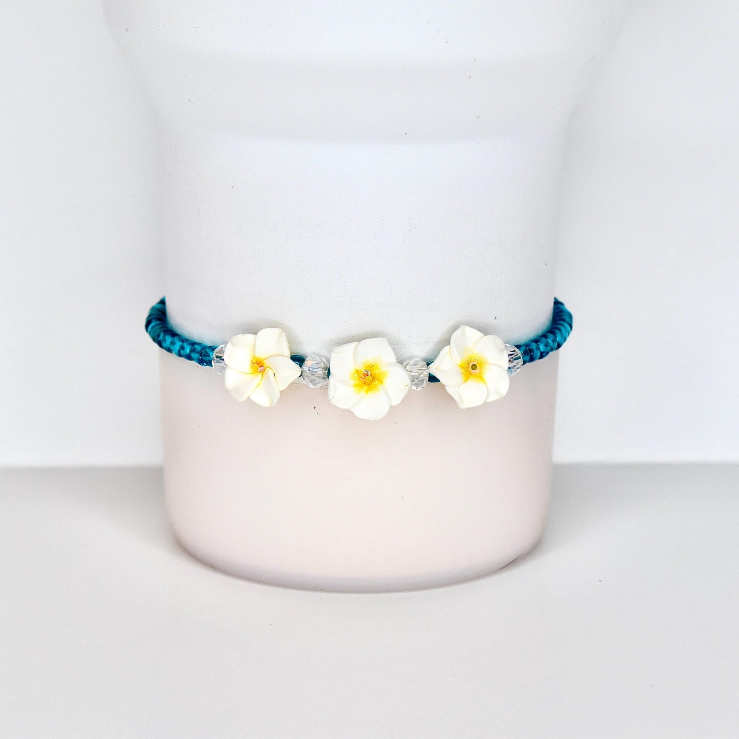 Plumeria Flower Bracelet Collection - Colorful Beaded Bracelets with Clay Flower Beads