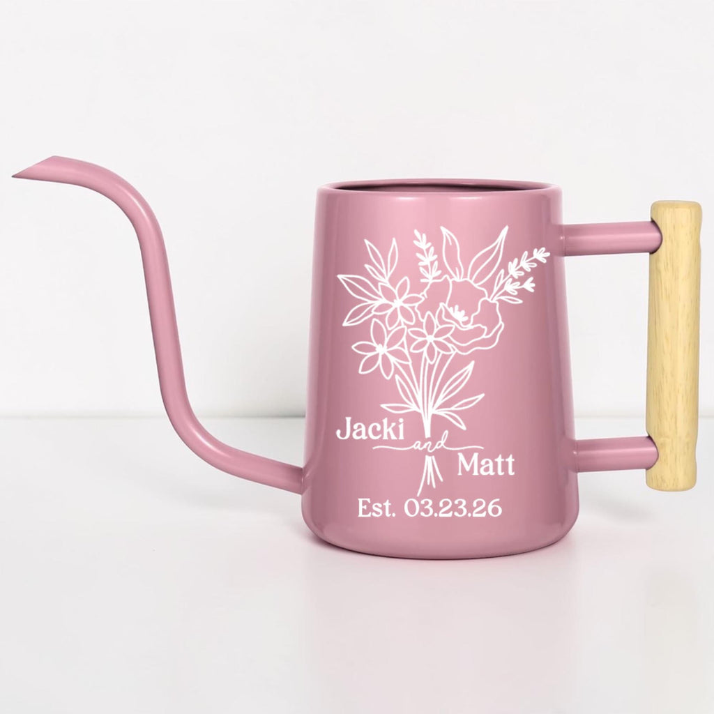 Personalized Watering Can with Floral Design – Customizable Name and Date