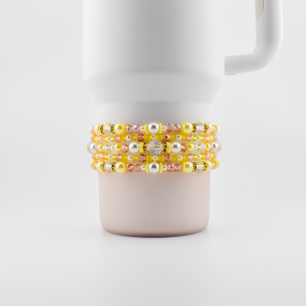 Keepsake Bracelet Collection — Yellow Pink and Pearl Beaded Bracelets