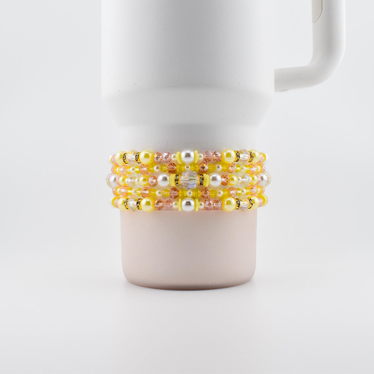 Keepsake Bracelet Collection — Yellow Pink and Pearl Beaded Bracelets