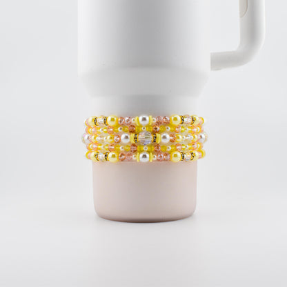 Keepsake Bracelet Collection — Yellow Pink and Pearl Beaded Bracelets