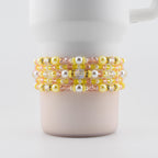 Keepsake Bracelet Collection — Yellow Pink and Pearl Beaded Bracelets