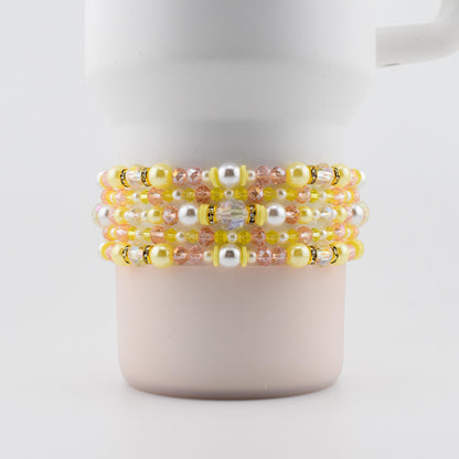 Keepsake Bracelet Collection — Yellow Pink and Pearl Beaded Bracelets