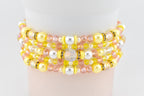 Keepsake Bracelet Collection — Yellow Pink and Pearl Beaded Bracelets