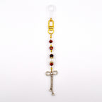 Rhinestone Bow Tumbler Straw Charm with Maroon and Gold Accents