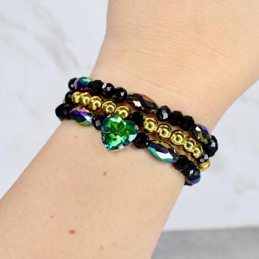 Elphaba for Good Bracelet Collection: Black Gold and Iridescent Beaded Bracelets