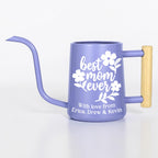 Personalized Watering Can: Best Mom Ever Floral Design and Wood Handle