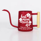 Personalized Watering Can: Best Mom Ever Floral Design and Wood Handle