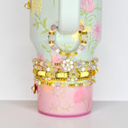 Pastel Spring Blossom Bracelet Stack | Yellow Pink Crystal Beaded Jewelry