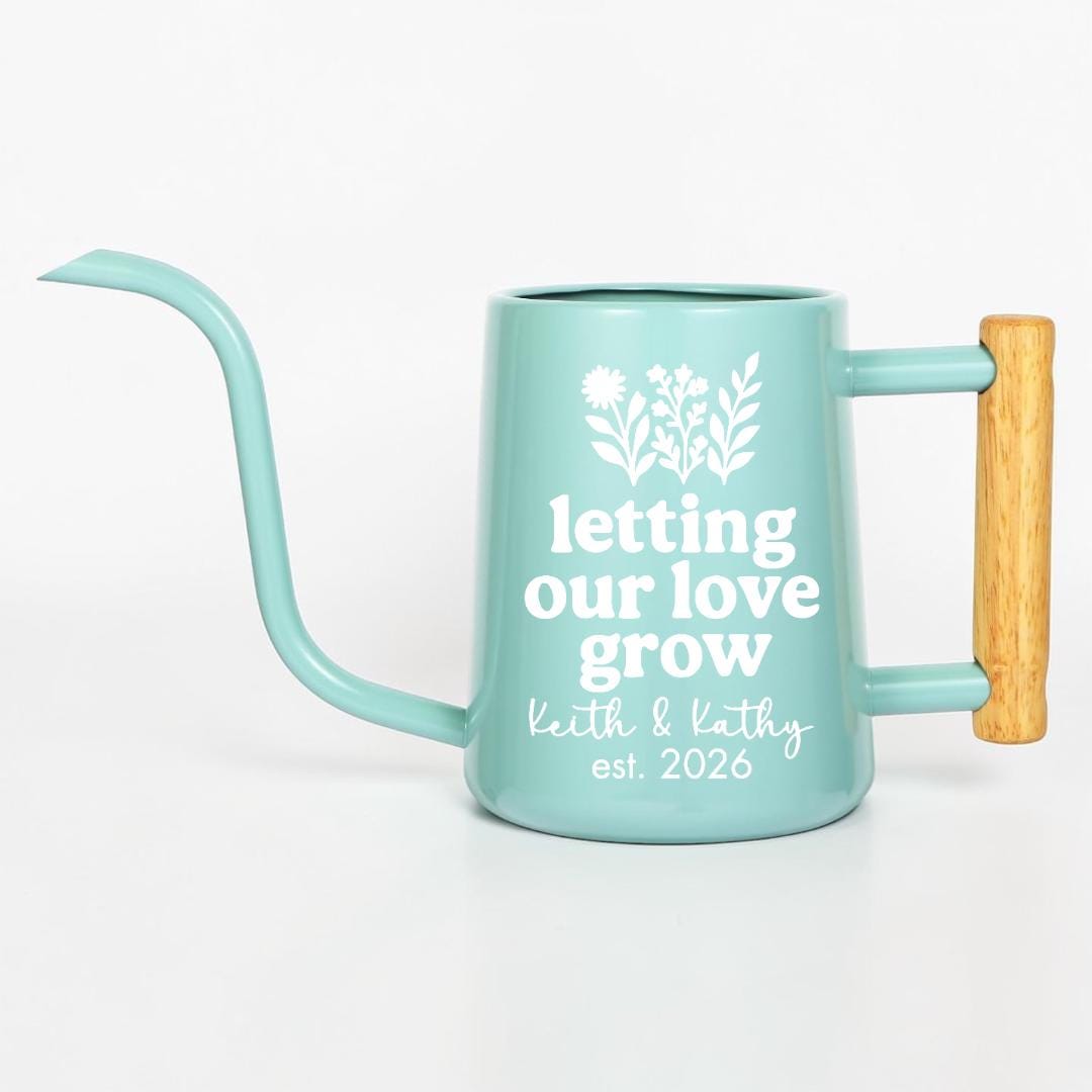 Personalized Watering Can with Wood Handle | Letting Our Love Grow