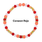 Orange Red and Gold Bracelet Collection with Hibiscus Flowers and Shell Charms