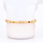 Orange Red and Gold Bracelet Collection with Hibiscus Flowers and Shell Charms