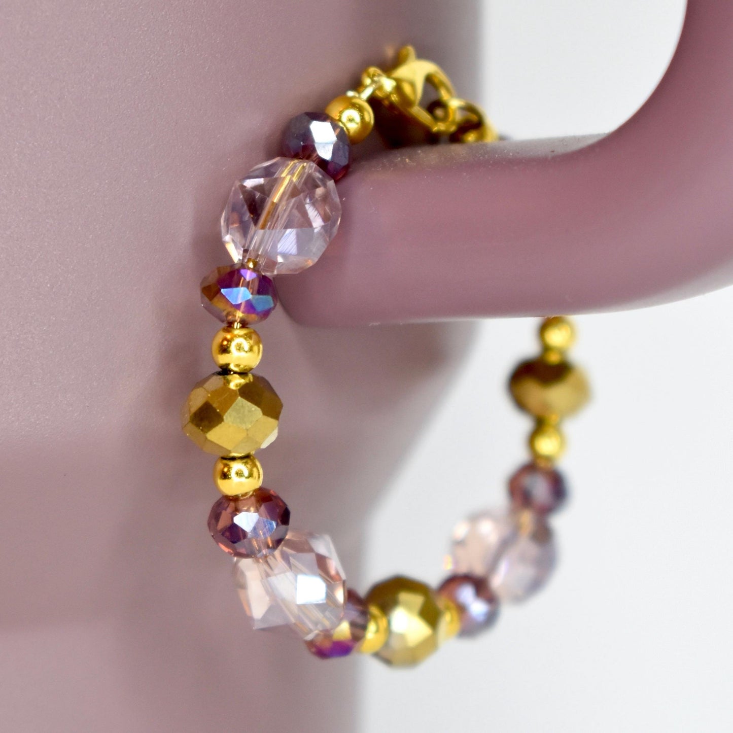 Mauve, Blush and Gold Cashmere Tumbler Handle Bracelet
