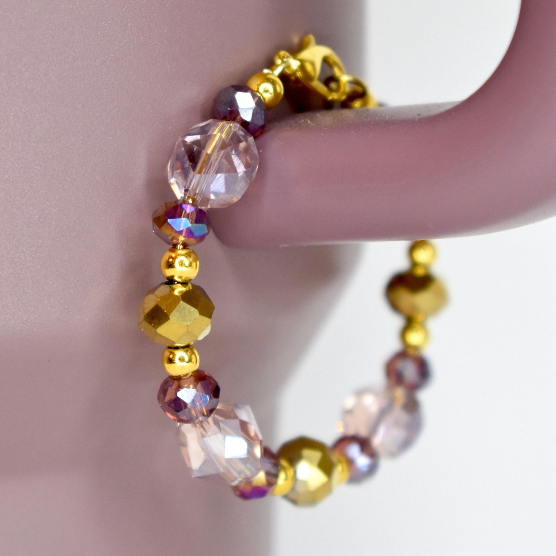 Mauve, Blush and Gold Cashmere Tumbler Handle Bracelet