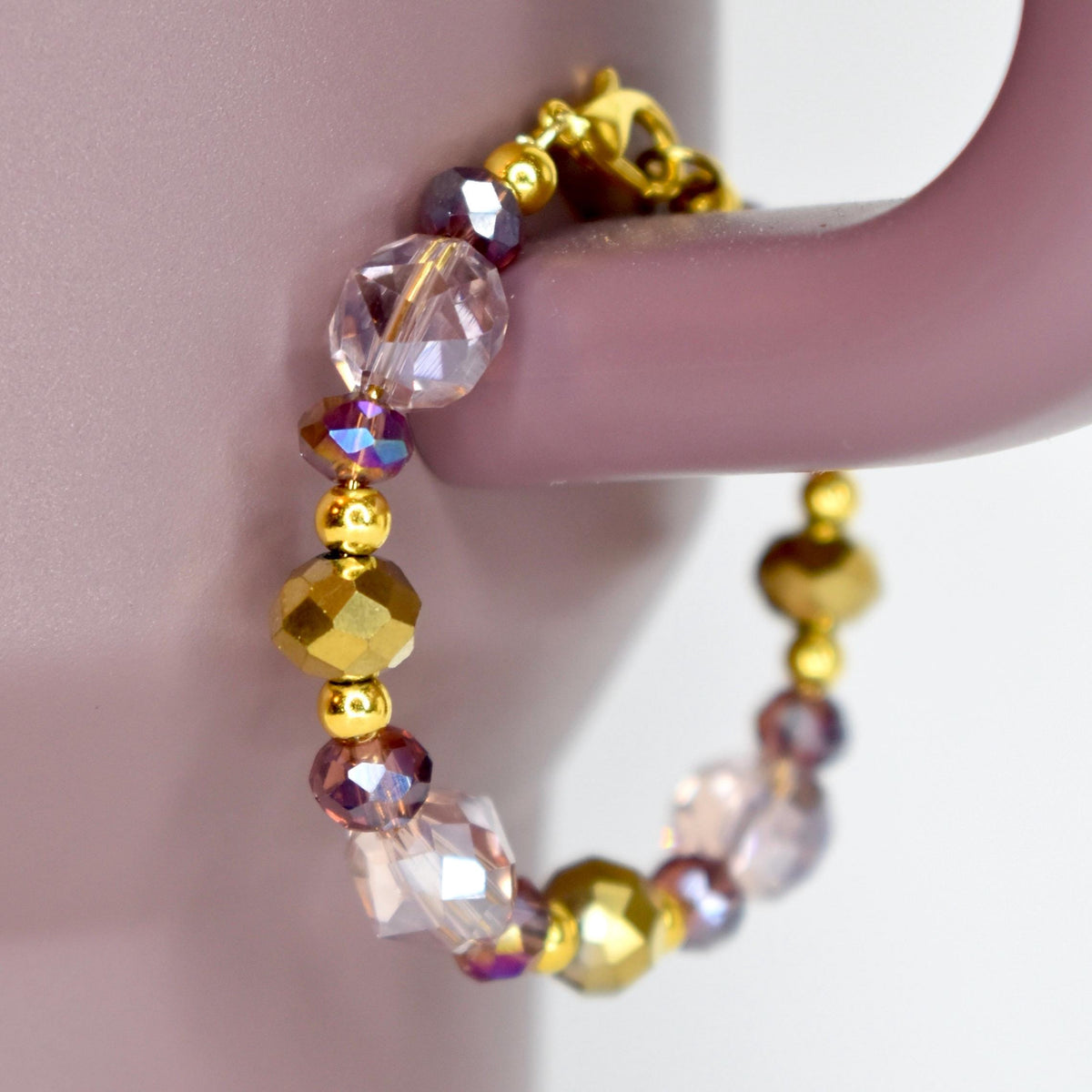 Mauve, Blush and Gold Cashmere Tumbler Handle Bracelet