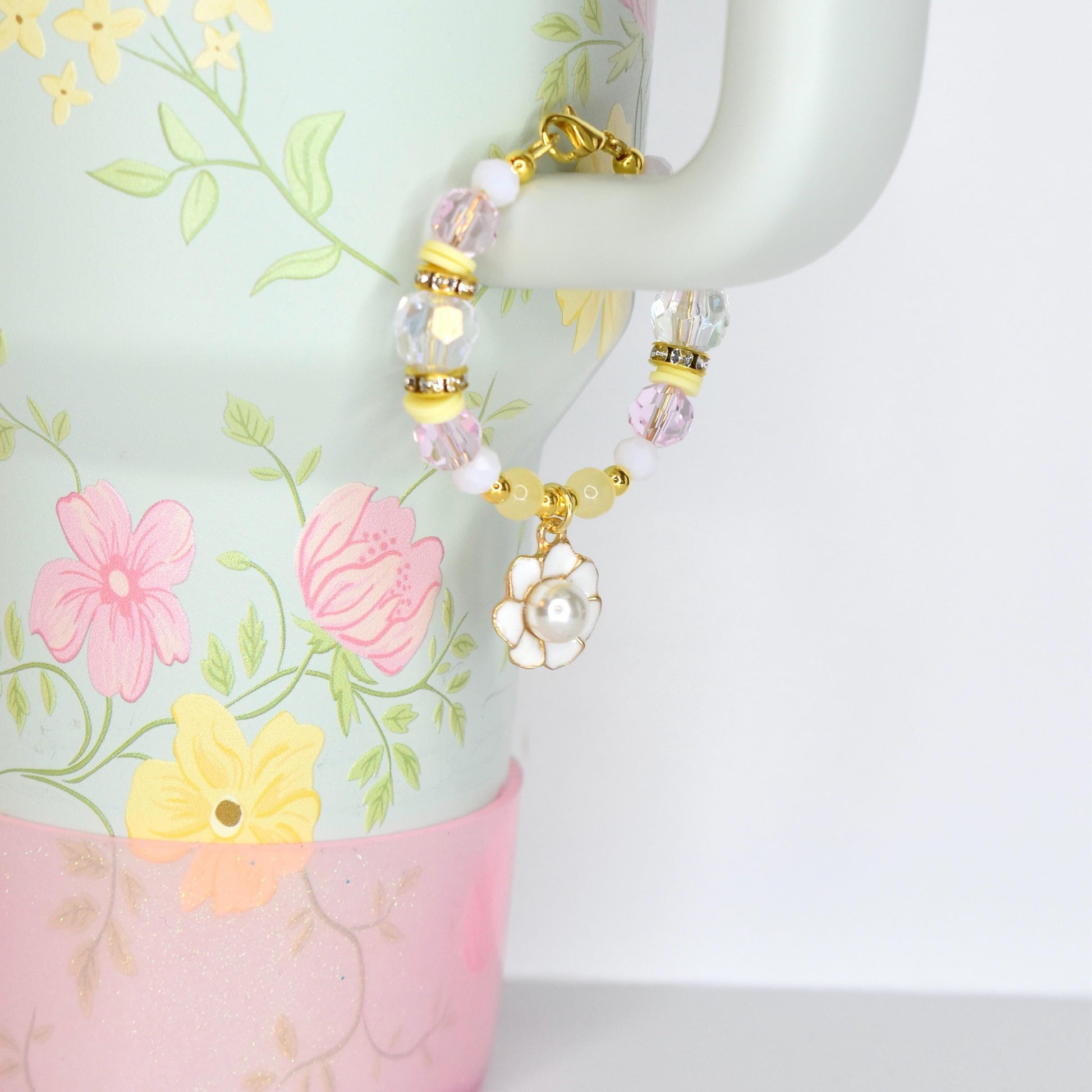 Pastel Spring Blossom Tumbler Handle Bracelet