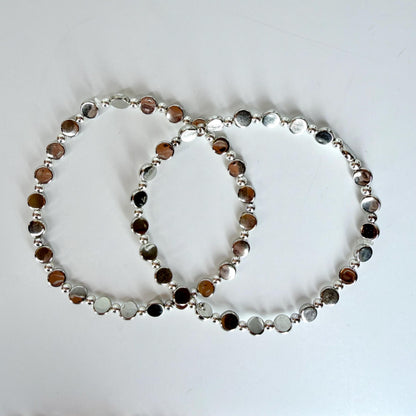 Pink and Silver Bracelet Collection with Silver Bow Charm