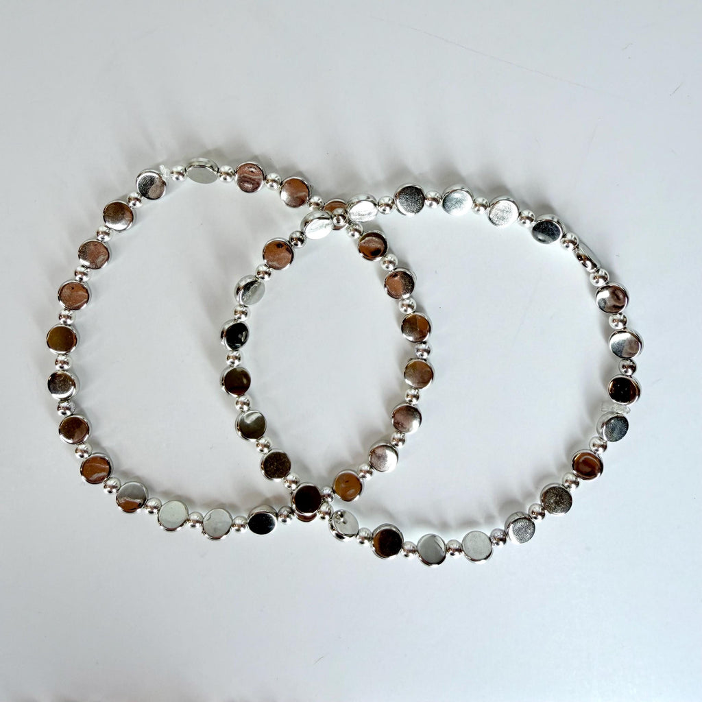 Pink and Silver Bracelet Collection with Silver Bow Charm