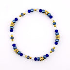 Blue and Gold Butterfly Charm Bracelet Stack - Set of 3 Beaded Bracelets
