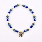 Blue and Gold Butterfly Charm Bracelet Stack - Set of 3 Beaded Bracelets